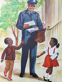Mailman and children.
