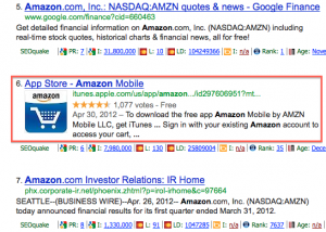 Google results page showing how you can filter searches for mobile apps.