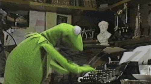 Kermit the Frog typing